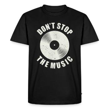 Vintage vinyl record DJ musician saying music - Men's Premium Organic T-Shirt - black - Front - Nico (187cm)