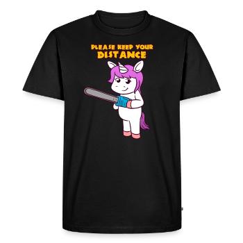S'il vous plaît garder votre distance horreur Licorne mignonne - T-shirt Premium bio Homme - noir - Devant - Nico (187cm)