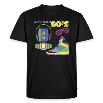 80s 80s mode 80s tenue 80s - T-shirt Premium bio Homme - noir - Devant - Nico (187cm)