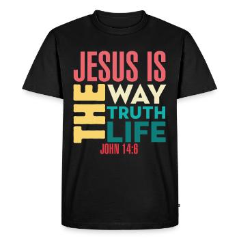 Citations religieuses Jésus vivant le chemin de la vérité - T-shirt Premium bio Homme - noir - Devant - Nico (187cm)