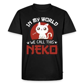 Kawaii Neko Cat Anime disant cadeau - T-shirt Premium bio Homme - noir - Devant - Nico (187cm)