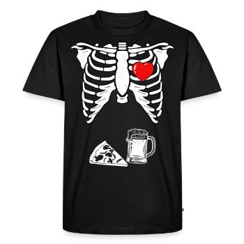 Squelette Grossesse Pizza Bière Xray - T-shirt Premium bio Homme - noir - Devant - Nico (187cm)