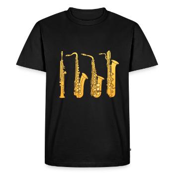 Idée cadeau famille saxophone - T-shirt Premium bio Homme - noir - Devant - Nico (187cm)