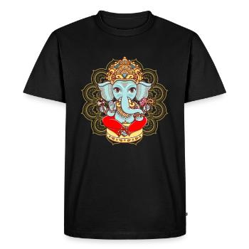 Ganesha Mandala Dieu hindou Hindouisme Yoga - T-shirt Premium bio Homme - noir - Devant - Nico (187cm)