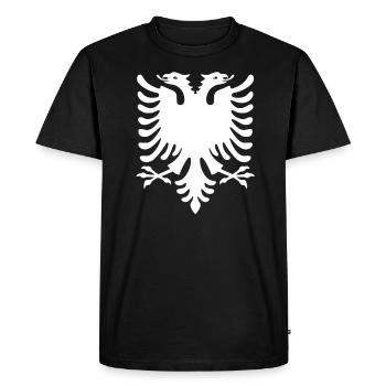 Noir Blanc Drapeau Albanais Cadeau Unisexe - T-shirt Premium bio Homme - noir - Devant - Nico (187cm)
