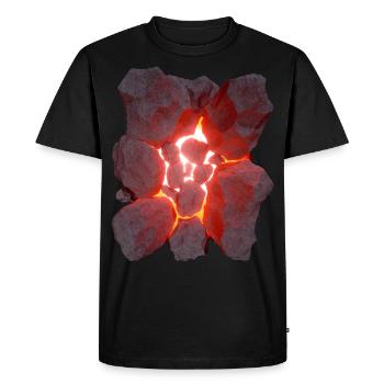 Effet 3D volcan lave rougeoyante - T-shirt Premium bio Homme - noir - Devant - Nico (187cm)