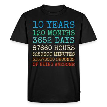 Youth Birthday10Years Vintage Retro Gift - Men's Premium Organic T-Shirt - black - Front - Nico (187cm)