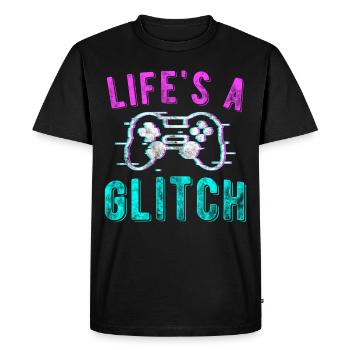 Life's A Glitch Vaporwave Meme Gamer Gift - T-shirt Premium bio Homme - noir - Devant - Nico (187cm)
