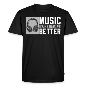Music musician gifts music headphones - Men's Premium Organic T-Shirt - black - Front - Nico (187cm)