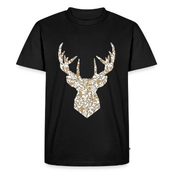 Deer head gold - Men's Premium Organic T-Shirt - black - Front - Nico (187cm)