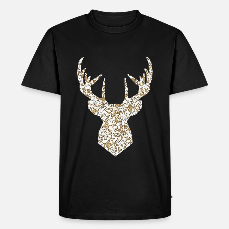 Hirschkopf Gold - Männer Premium Bio T-Shirt - Schwarz