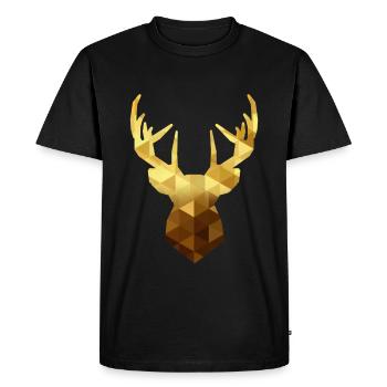 Tête de cerf or - T-shirt Premium bio Homme - noir - Devant - Nico (187cm)