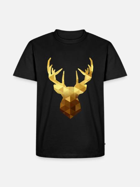 Hirschkopf Gold - Männer Premium Bio T-Shirt - Schwarz