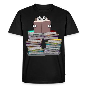 Livre lit des livres - ver de bibliothèque drôle - T-shirt Premium bio Homme - noir - Devant - Nico (187cm)