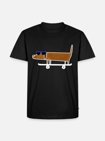 Funny dachshund dog skateboard - Men's Premium Organic T-Shirt - black