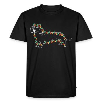 Chien drôle de Noël teckel - T-shirt Premium bio Homme - noir - Devant - Nico (187cm)