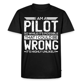 Pilot gifts - pilot - Men's Premium Organic T-Shirt - black - Front - Nico (187cm)