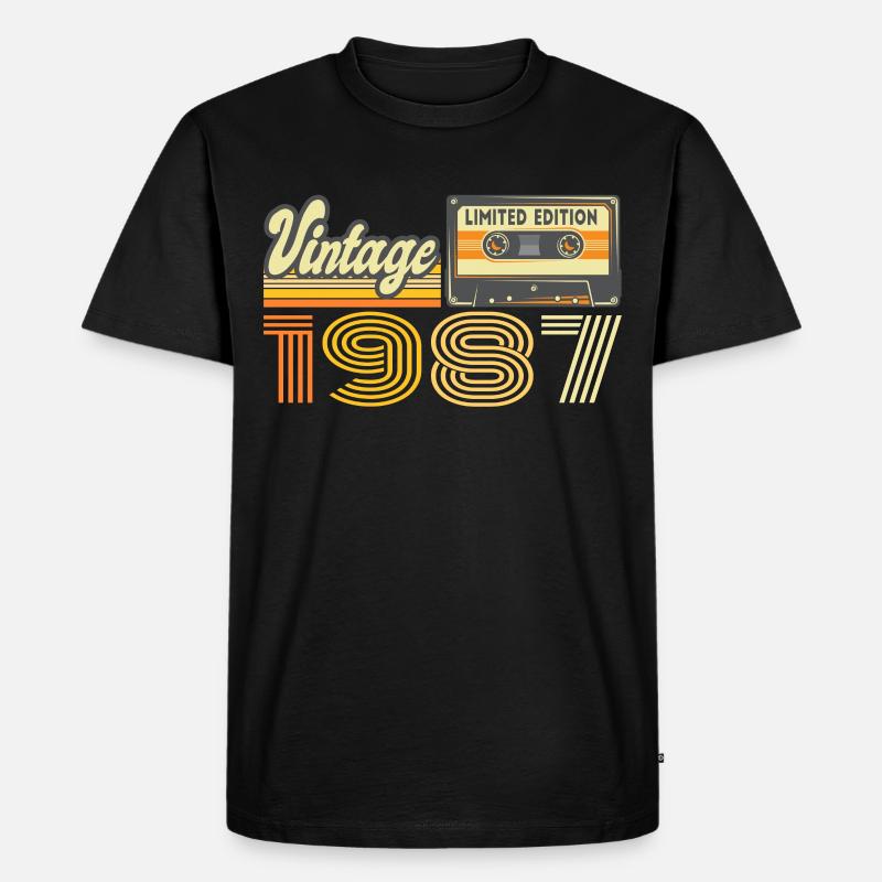 1987 Cassette Mixtape - 34e anniversaire - T-shirt Premium bio Homme - noir