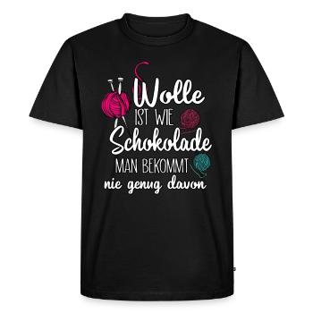 Wolle Ist Wie Schokolade Man Bekommt Nie Genug - Männer Premium Bio T-Shirt - Schwarz - Vorne - Nico (187cm)
