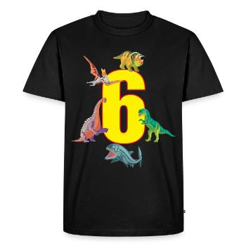 6th birthday 6 years dino saurian dinosaur - Men's Premium Organic T-Shirt - black - Front - Nico (187cm)