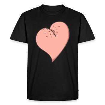 Poilu cul drôle coeur en forme de cul - T-shirt Premium bio Homme - noir - Devant - Nico (187cm)