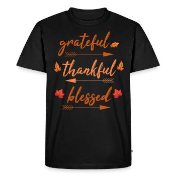 Reconnaissant reconnaissant béni Thanksgiving automne - T-shirt Premium bio Homme - noir - Devant - Nico (187cm)