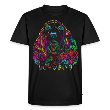 Colorful cocker spaniel dog - Men's Premium Organic T-Shirt - black - Front - Nico (187cm)