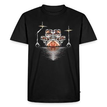 Batterie Sunset - Band Drummer Coucher de soleil - T-shirt Premium bio Homme - noir - Devant - Nico (187cm)