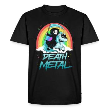 Death metal unicorn with death as a rider rainbow - Men's Premium Organic T-Shirt - black - Front - Nico (187cm)