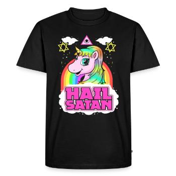 Hail Satan Unicorn - Death Metal Rainbow Design - T-shirt Premium bio Homme - noir - Devant - Nico (187cm)
