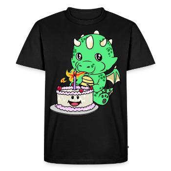 Dragon Baby Birthday Cake Congratulations KInd - Men's Premium Organic T-Shirt - black - Front - Nico (187cm)