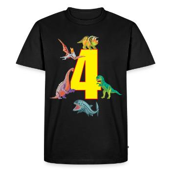 4th birthday 4 years dino saurian dinosaur - Men's Premium Organic T-Shirt - black - Front - Nico (187cm)