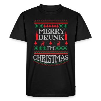 Merry Drunk I'm Christmas - Pull de Noël laid - T-shirt Premium bio Homme - noir - Devant - Nico (187cm)