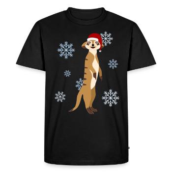 Meerkat Christmas Santa Hat - Men's Premium Organic T-Shirt - black - Front - Nico (187cm)