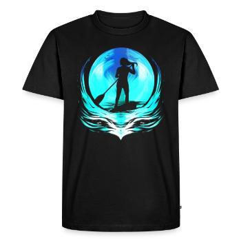 Illustration rétro de stand up paddle - conception de SUP - T-shirt Premium bio Homme - noir - Devant - Nico (187cm)