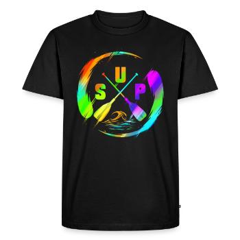 SUP - Stand Up Paddle Design aquatique coloré - T-shirt Premium bio Homme - noir - Devant - Nico (187cm)