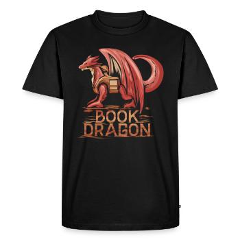 Livre Dragon Not a Worm - Livres Drache Adventure - T-shirt Premium bio Homme - noir - Devant - Nico (187cm)