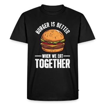 Funny fast food burger hamburger cheeseburger - Men's Premium Organic T-Shirt - black - Front - Nico (187cm)