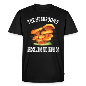 Les champignons appellent les cueilleurs de champignons de chanterelle - T-shirt Premium bio Homme - noir - Devant - Nico (187cm)