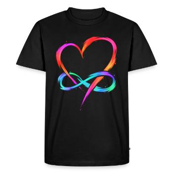 Polyamour - Coeur infini - Oeuvre polyamour - T-shirt Premium bio Homme - noir - Devant - Nico (187cm)