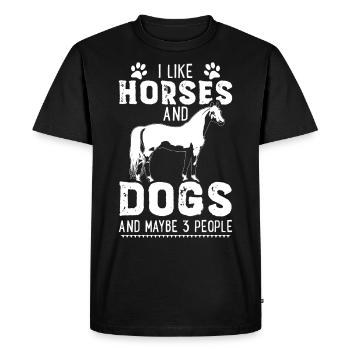Pferde Hunde Pferdeliebhaber Geschenk Pferd Hund - Männer Premium Bio T-Shirt - Schwarz - Vorne - Nico (187cm)