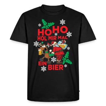 Drôle Ho Ho me donne une bière laid Noël - T-shirt Premium bio Homme - noir - Devant - Nico (187cm)