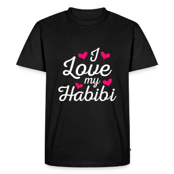 Je t'aime Habibi chérie arabe disant - T-shirt Premium bio Homme - noir - Devant - Nico (187cm)