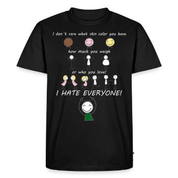 Je hais tout le monde! Je me fiche de la couleur de votre peau - T-shirt Premium bio Homme - noir - Devant - Nico (187cm)