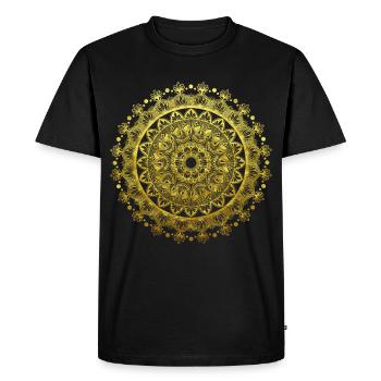 Mandala Yoga Design in Gold Indian Spiritual - Men's Premium Organic T-Shirt - black - Front - Nico (187cm)