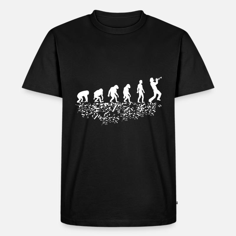 Evolution mit Trompeter - Männer Premium Bio T-Shirt - Schwarz