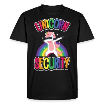Sécurité de la licorne - T-shirt Premium bio Homme - noir - Devant - Nico (187cm)
