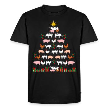 Arbre de Noël Ferme Porcs Poulets Vaches - T-shirt Premium bio Homme - noir - Devant - Nico (187cm)