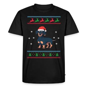 Chandail laid de Noël teckel teckel - T-shirt Premium bio Homme - noir - Devant - Nico (187cm)