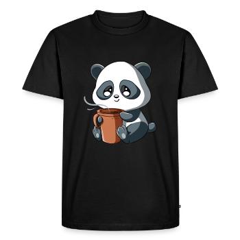 Panda panda bear coffee coffee mug gift - Men's Premium Organic T-Shirt - black - Front - Nico (187cm)
